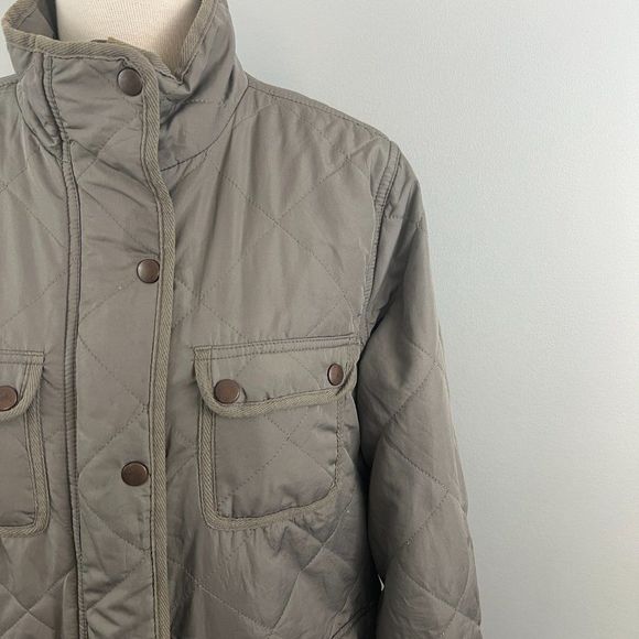 NWOT THREAD & SUPPLY Green Quilted Snap Button Zipper Down Utility Jacket (L) - Picture 3 of 11